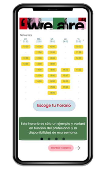 Ejemplo de horarios disponibles en We Are psicólogos madrid y online